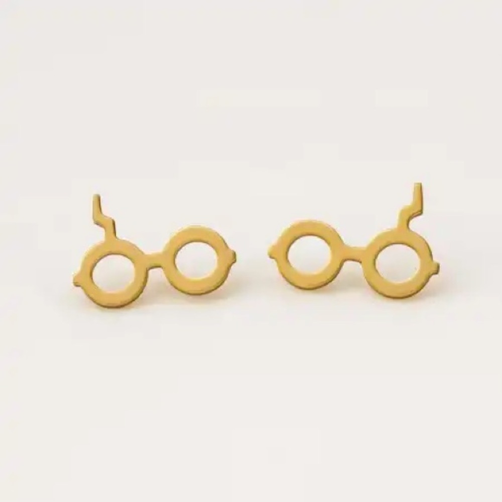 Gold Round Harry Potter Glasses stud Earrings stainless steel